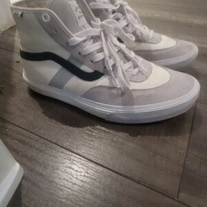 Vans Men's High-Top Sneakers - White and Gray with Black Accent